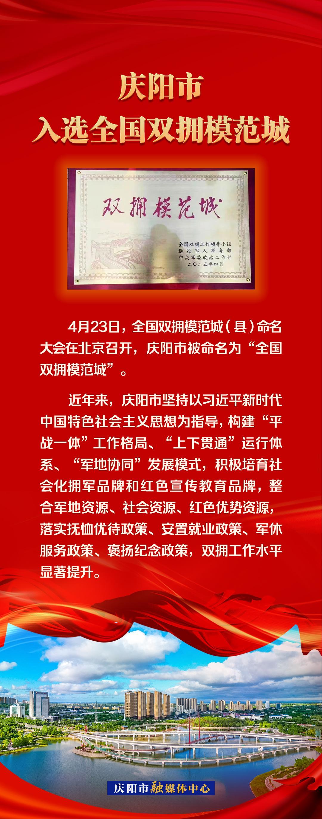 【微海報(bào)】慶陽市入選全國雙擁模范城